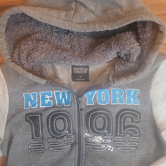 Original Deluxe Jacket Youth Medium Hooded Varsity Style School Winter - Picture 3 of 8